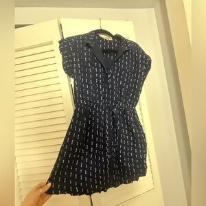 Navy Blue Patterned Dress